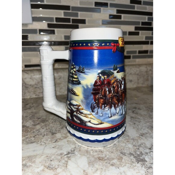 Vintage 2002 Budweiser Holiday Stein Beer‎ Mug "Guiding The Way Home" Christmas - Picture 3 of 9